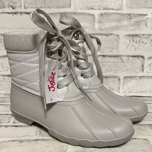 Justice Women's Silver Lace-Up Winter Boots